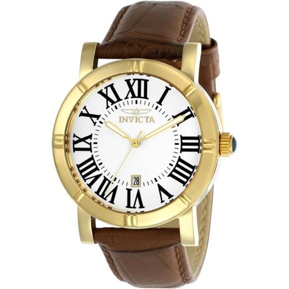Men's 13971 Specialty Silver Dial Brown Leather Watch